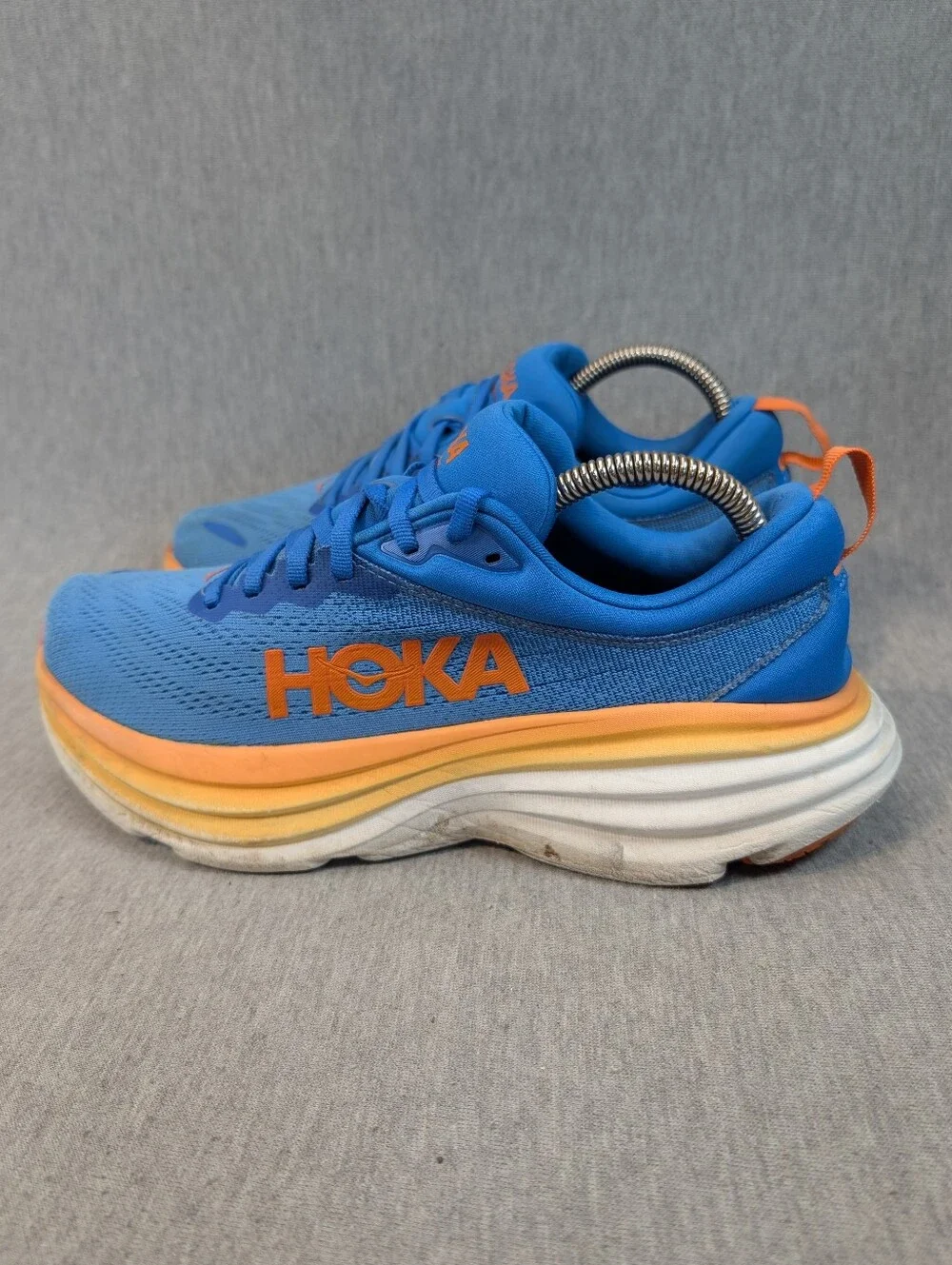 Hoka Bondi 8 Running Shoes Men's 8.5D Blue Orange Sneakers - Picture 2 of 16